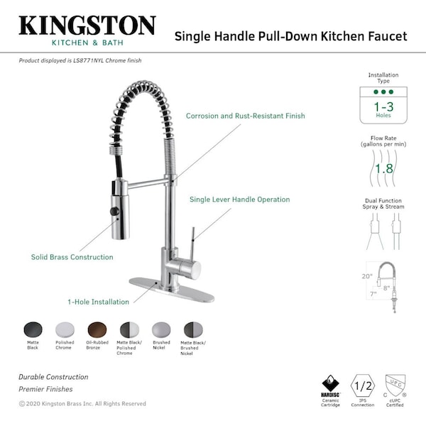 LS8775NYL New York Single-Handle Pre-Rinse Kitchen Faucet, Bronze